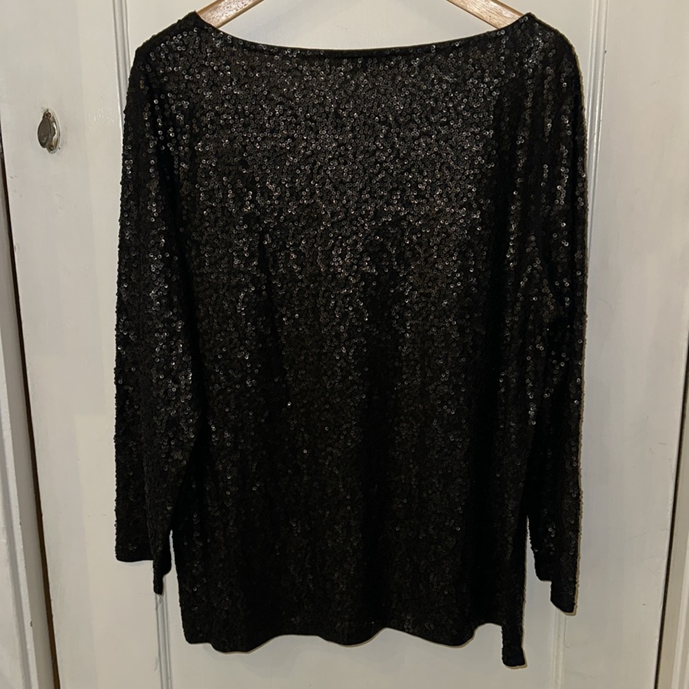 Black - JCrew Sequined 3/4 Sleeve Boatneck Top. NWoT - Picture 4 of 5